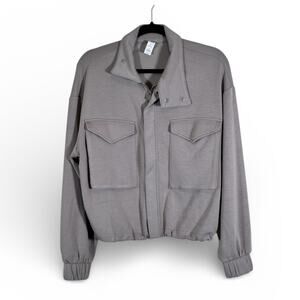Yogalicious Grey Softlite Scuba Autumn Jacket Womens S Bomber Athletic Casual